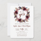 Burgundy Peach Marsala Floral Engagement Party Kaart (Voorkant)