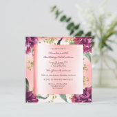 Burgundy Peach Pink Floral Tropical Peony Birthday Kaart (Staand voorkant)