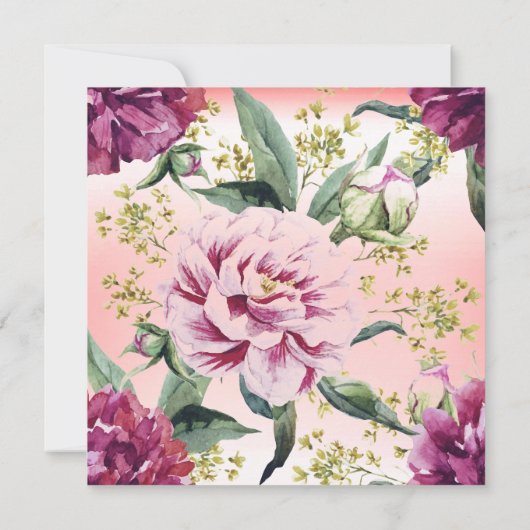 Burgundy Peach Pink Floral Tropical Peony Birthday Kaart (Achterkant)
