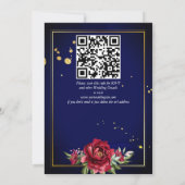 Burgundy peonies royal blue floral bruiloft kaart (Achterkant)