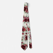 Burgundy Peony Silver Sage Greenery Wedding Stropdas (Voorkant)