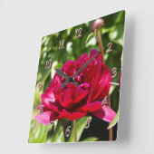 Burgundy peony vierkante klok (Hoek)