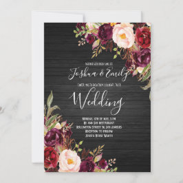 Burgundy Peony Wedding Invitation Floral nodigt ui Kaart
