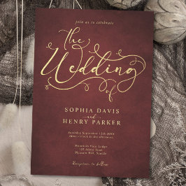 Burgundy Perkament Landelijke Bloemrijke Calligraf Kaart