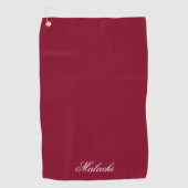 Burgundy Personalized Golf Towel with Custom Name Golfhanddoek (Voorkant)