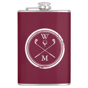 Burgundy Personalized Monogram Golf Heupfles