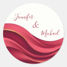 Burgundy Personalized Wedding Ronde Sticker