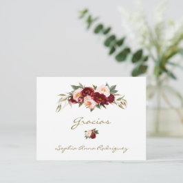 Burgundy Perzik Bloemen Spaanse Baby Shower Gracia Briefkaart