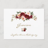 Burgundy Perzik Bloemen Spaanse Baby Shower Gracia Briefkaart (Voorkant)