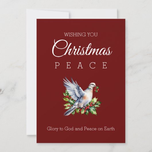 Burgundy Photo Peace Dove Christian Christmas Feestdagenkaart (Voorkant)