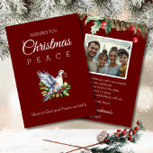 Burgundy Photo Peace Dove Christian Christmas Feestdagenkaart