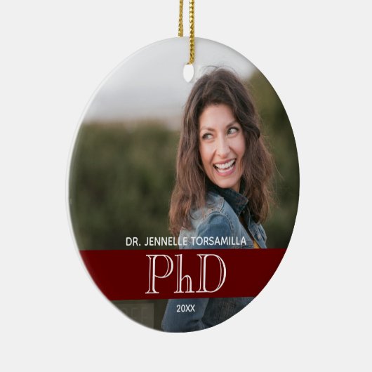 Burgundy Photo PhD Afstuderen Keramisch Ornament (Rechts)