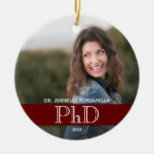 Burgundy Photo PhD Afstuderen Keramisch Ornament (Voorkant)