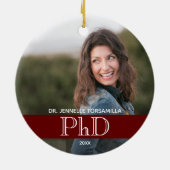 Burgundy Photo PhD Afstuderen Keramisch Ornament (Achterkant)