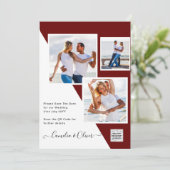 Burgundy PHOTO Weddenschap nodigt QR-code uit Opsl Kaart (Staand voorkant)