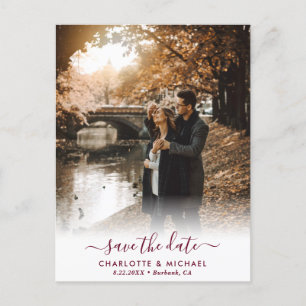Burgundy Photo Wedding Save the Date Briefkaarten