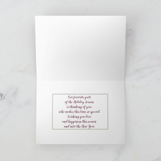 Burgundy Pine & Holly-kerstfeestkaart Feestdagen Kaart (Binnen)