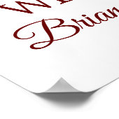 Burgundy Pink Baby shower Floral Welkom Poster (Hoek)