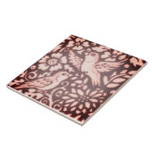 Burgundy Pink Bird Foliage Woodland Decor Tegeltje (Zijkant)