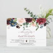 Burgundy Pink Blue Floral Foto Retirement Party Kaart (Staand voorkant)