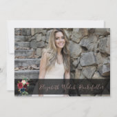 Burgundy Pink Blue Floral Foto Retirement Party Kaart (Achterkant)