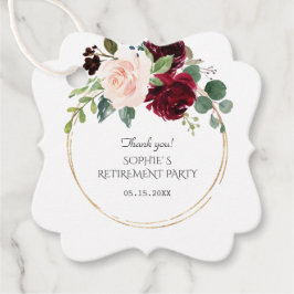 Burgundy Pink Blue Flowers Gold Retirement Party Bedankjes Labels
