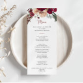 Burgundy Pink Blush Floral Dinner Menu