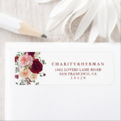 Burgundy Pink Blush Floral Return Address Label (Insitu)