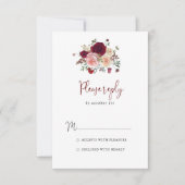 Burgundy Pink Blush Floral RSVP (Voorkant)