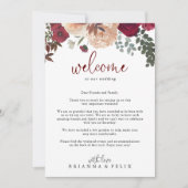 Burgundy Pink Blush Floral Weddenschap Welkomstbri (Voorkant)