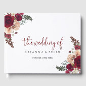 Burgundy Pink Blush Floral Wedding Gastenboek (Voorkant)