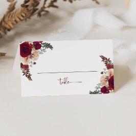Burgundy Pink Blush Floral Wedding Plaatskaartje