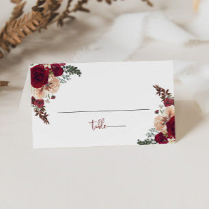 Burgundy Pink Blush Floral Wedding Plaatskaartje