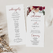 Burgundy Pink Blush Floral Wedding Programmakaart