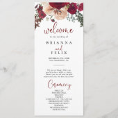 Burgundy Pink Blush Floral Wedding Programmakaart (Voorkant)
