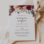 Burgundy Pink Blush Floral Wedding Reception Kaart