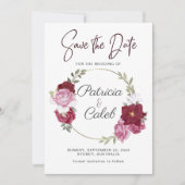 Burgundy Pink Blush Red Roses Lijst Save the Date (Voorkant)