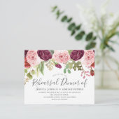 Burgundy Pink Blush Rozen Moderne repetitie Kaart (Staand voorkant)