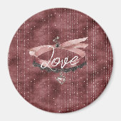 Burgundy Pink Bow Heart Necklace Magneet (Voorkant)