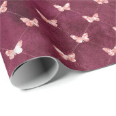 Burgundy Pink Butterflies Cadeaupapier (Rol Hoek)