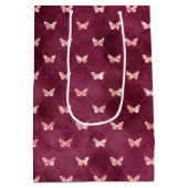 Burgundy Pink Butterflies Medium Cadeauzakje (Achterkant)