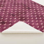 Burgundy Pink Butterflies Sherpa Deken (3/4)