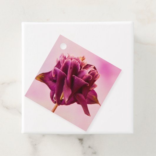 Burgundy Pink Columbine Bedankjes Labels (In situ)