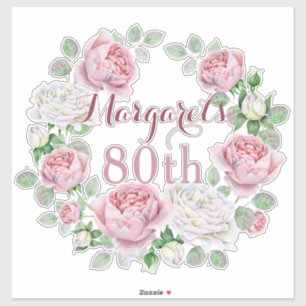 Burgundy Pink Country Roos Floral 80 ste verjaarda Sticker