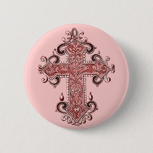 Burgundy Pink Cross Art Ronde Button! Button 5,7 Cm (Voorkant)