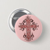 Burgundy Pink Cross Art Ronde Button! Button 5,7 Cm (Voorkant /achterkant)