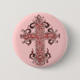 Burgundy Pink Cross Art Ronde Button! Button 5,7 Cm