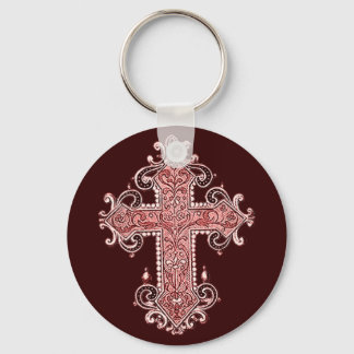 Burgundy Pink Cross  Art Sleutelhanger! Sleutelhanger
