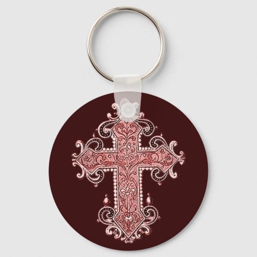 Burgundy Pink Cross Art Sleutelhanger! Sleutelhanger (Voorkant)