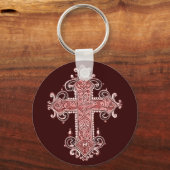 Burgundy Pink Cross Art Sleutelhanger! Sleutelhanger (Voorkant)